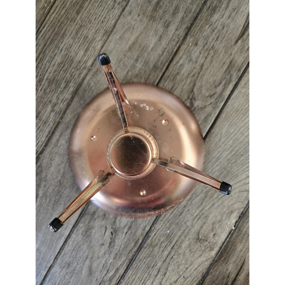 Vintage Inland Glass Copper Rose Gold Accent Coffee Carafe W/Stand MCM Retro